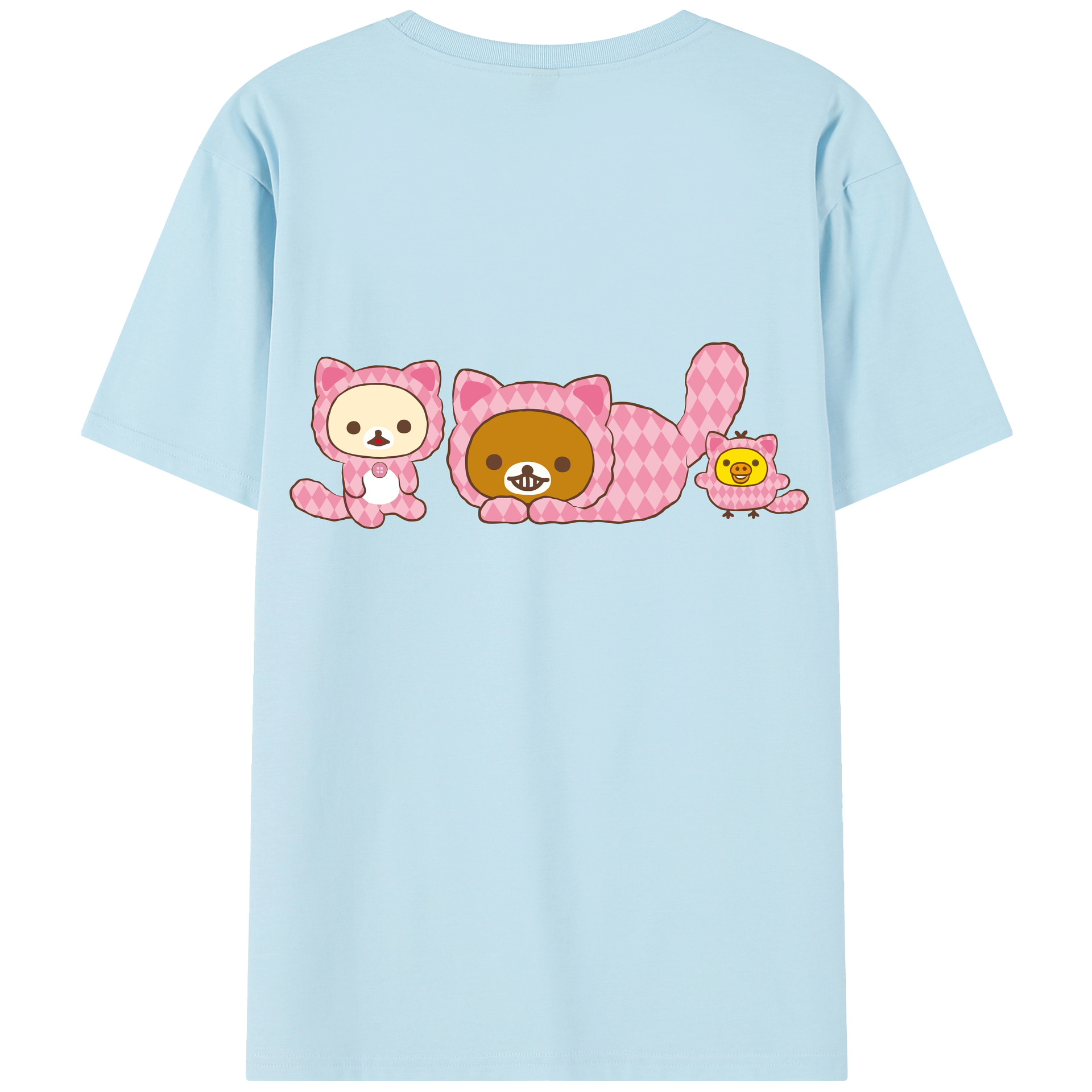 （画像用） リラックマ リラックマ キイロイトリ Rilakkuma Korilakkuma Kiiroitori 綿100％半袖Tシャツ（背面プリント）